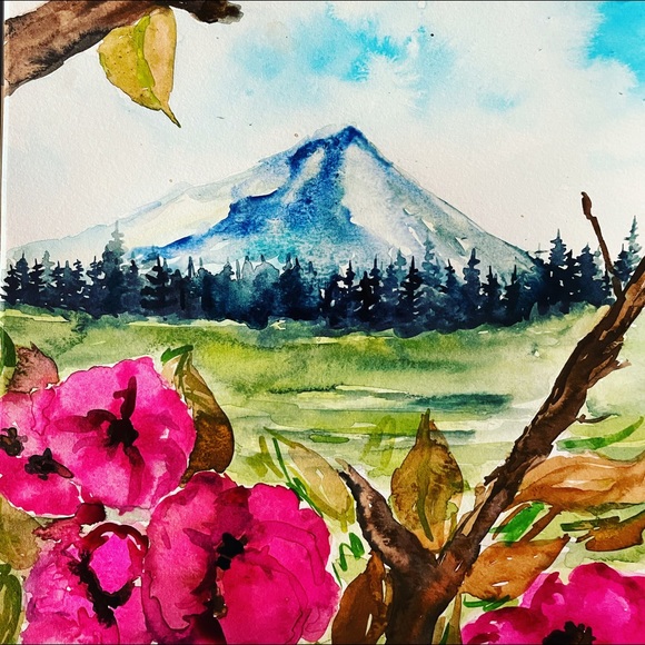 Mt Hood, Or watercolor painting - Picture 3 of 3
